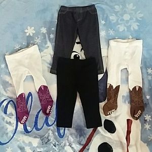 4 leggings, 2 very adorable footie leggings!